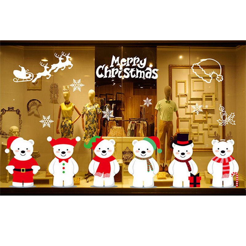 Glædelig jul vinyl kunst hjemme vindue butik wallstickers mærkat indretning aftagelig: 3