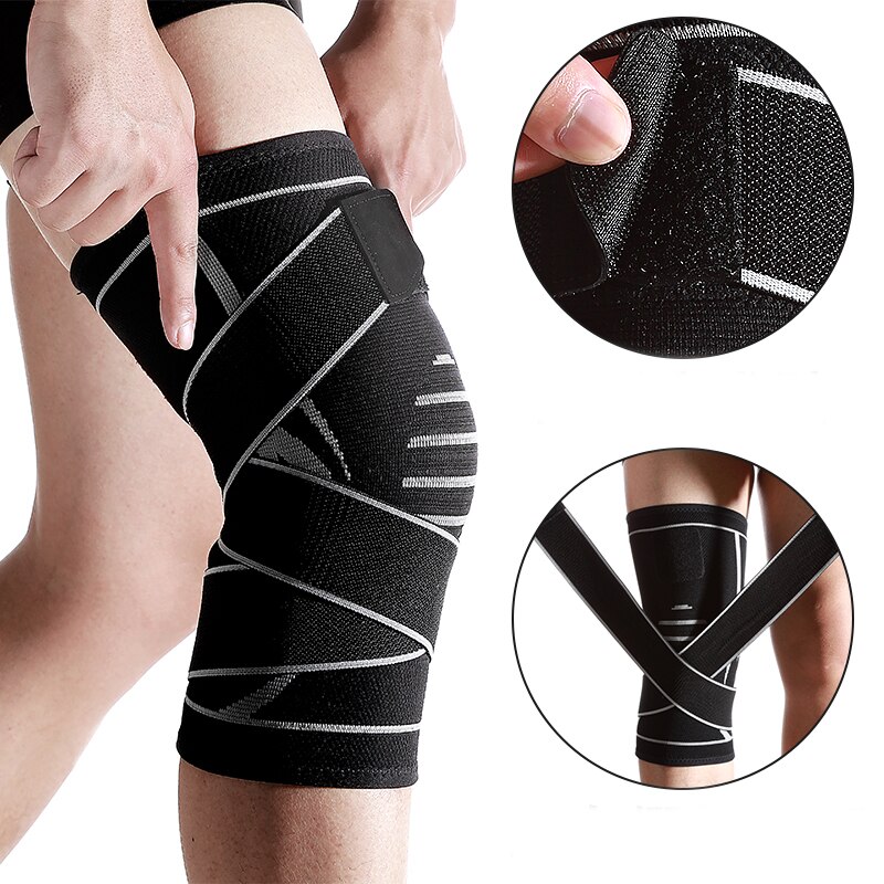 1PC Sports Kneepad Kneecap Men Pressurized Elastic Knee Brace Knee pads support belt for Running Basketball Fitness rodilleras