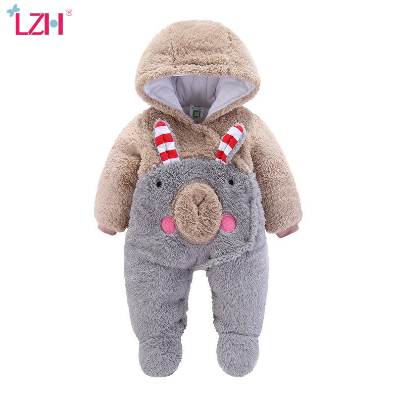 LZH Winter Herbst Baby Strampler Für Baby Junge neugeboren Baby Mädchen Strampler Gesamt Mit Kapuze Warme Kleidung 0-2 jahre Baby Kleidung