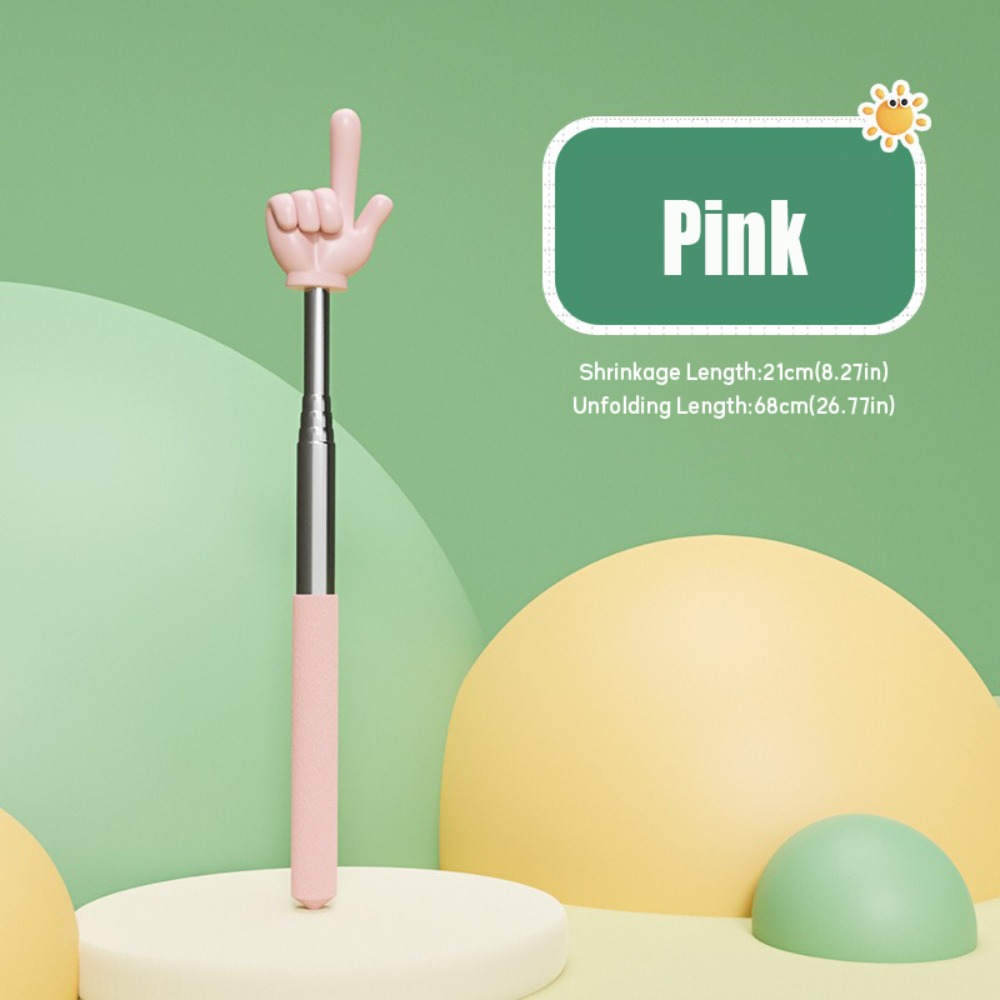 Stainless Steel Teaching Pointer Telescopic Rod Finger Teaching Stick Whiteboard Hand Pointer Teaching Tools: WHITE