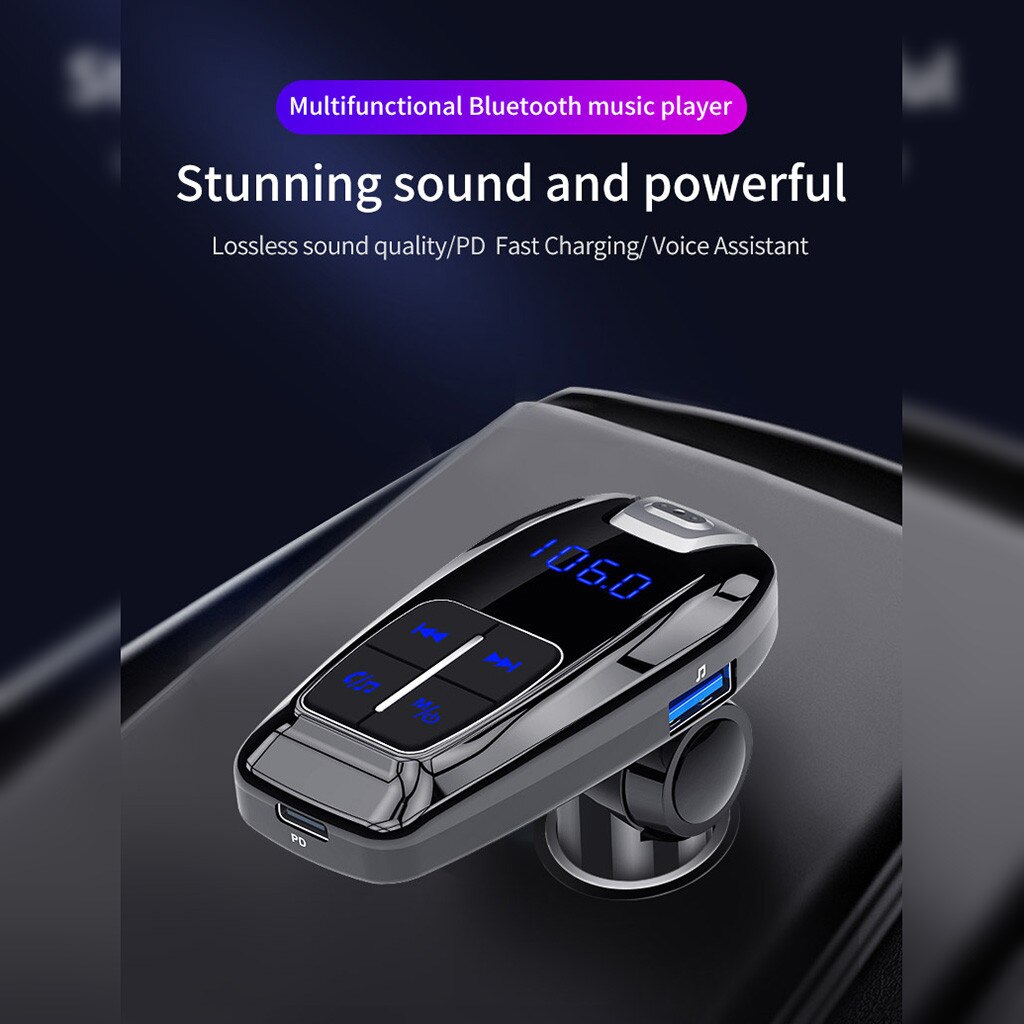 Fm-zender Bluetooth 5.0 Handsfree Car Kit Tf U Disk MP3 Speler 18W Type C Pd Qc 3.0 Usb fast Charger Adapter Sigaret