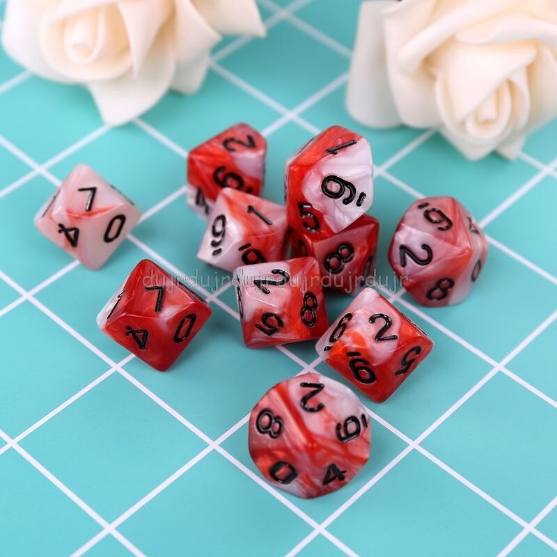 10pcs/set 10 Sided D10 Polyhedral Dices Numbers Dials Desktop Table Board Game N01 19