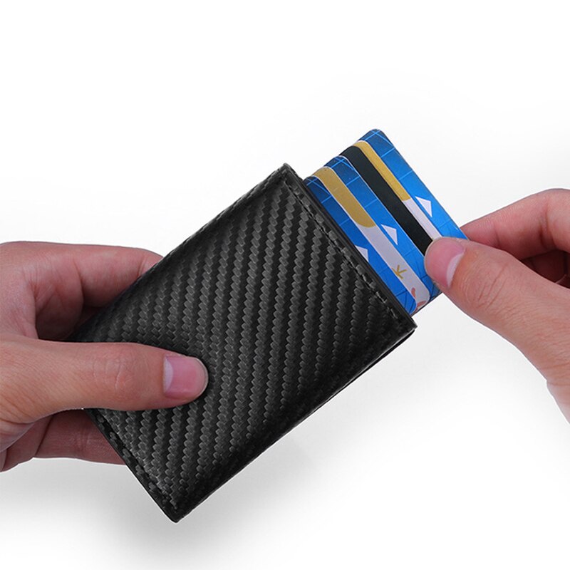 Carbon Fiber Magnet Buckle Aluminum Mini Wallet RFID Blocking Anti-theft Alloy Card Colder Thin Purse for Men
