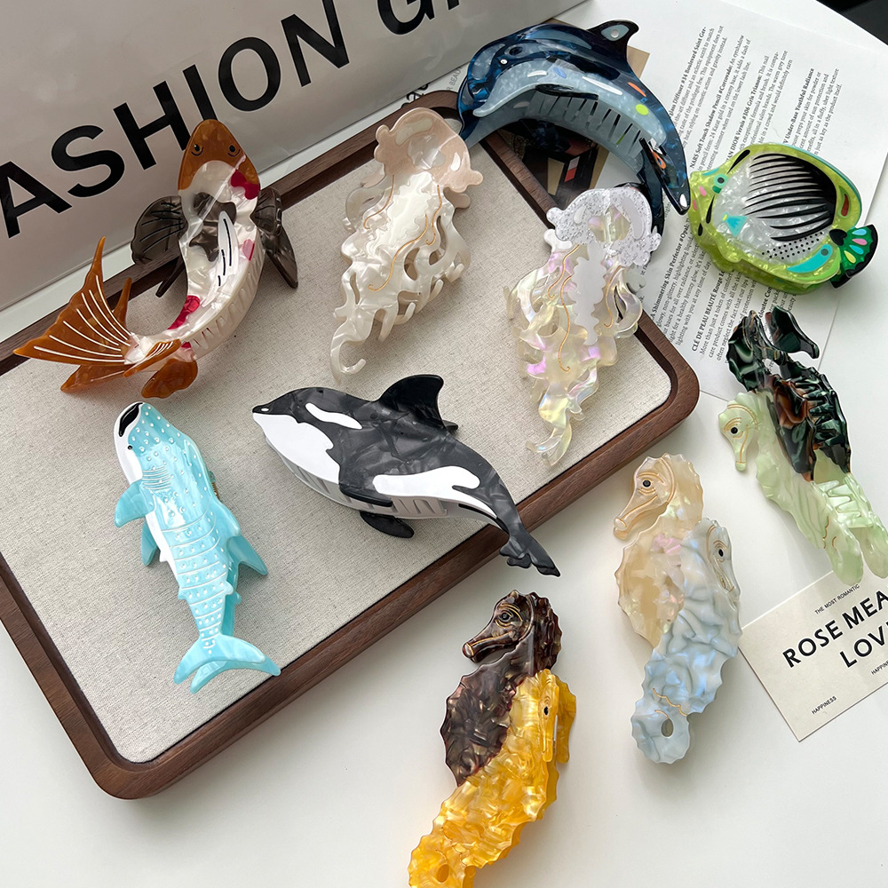 YHJ-Pinza para el pelo de la Serie Ocean para mujer y niña, accesorio para el cabello con de delfín, medusas, el último lanzamiento