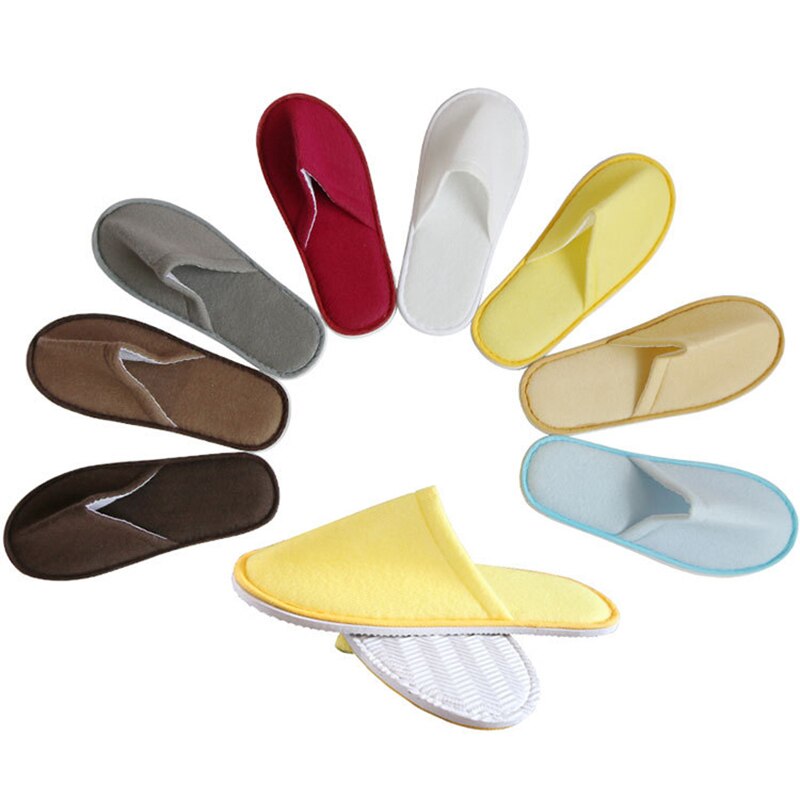 Zapatillas de viaje desechables para hombre y mujer, pantuflas coloridas de un solo uso, para Hotel, invitados, hogar, gruesas, antideslizantes