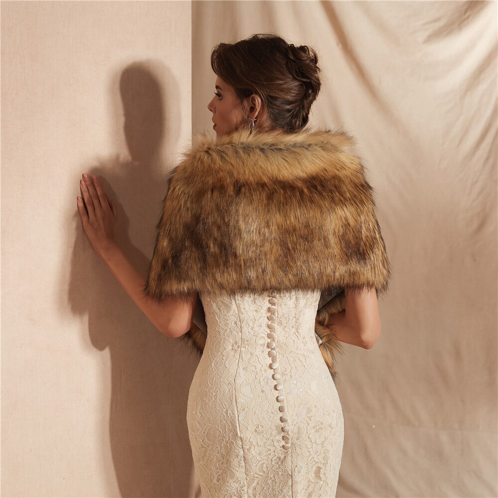 JaneVini hiver fausse fourrure enveloppes et châles de Mariage Cape Cape Femme veste boléro Mariage Femme soirée accessoires