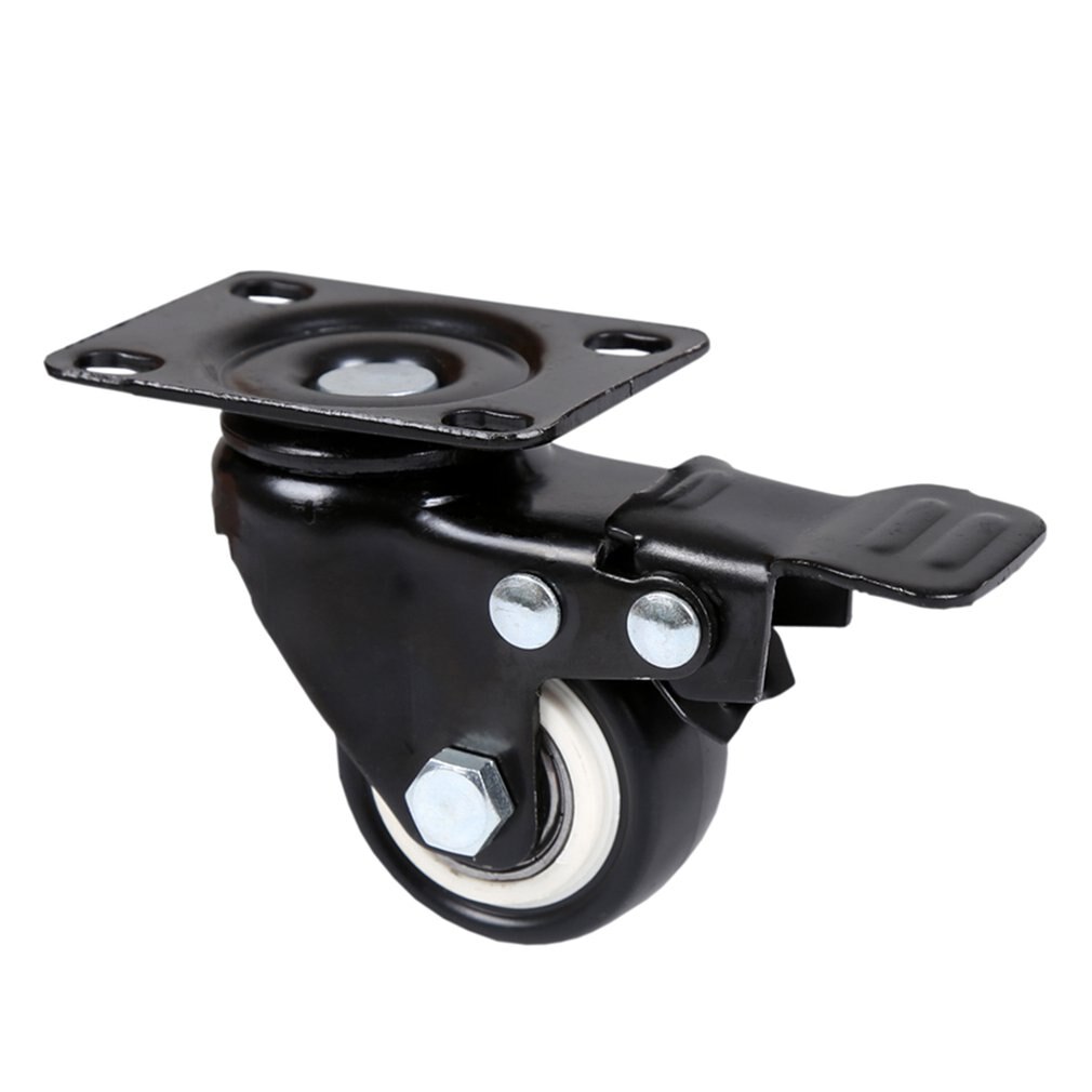 4pcs 1.5in Furniture Swivel Casters Universal Wheel Brake Plate Swivel Casters Soft Rubber Roller Trolley Chair Accessory