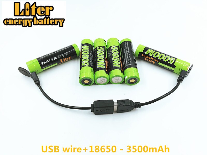 Liter energie batterij Goede Qulity USB 5000M 18650 3.7V 3500mAh Mobiele opladen batterij Intelligentie Li-Ion Oplaadbare Batterij