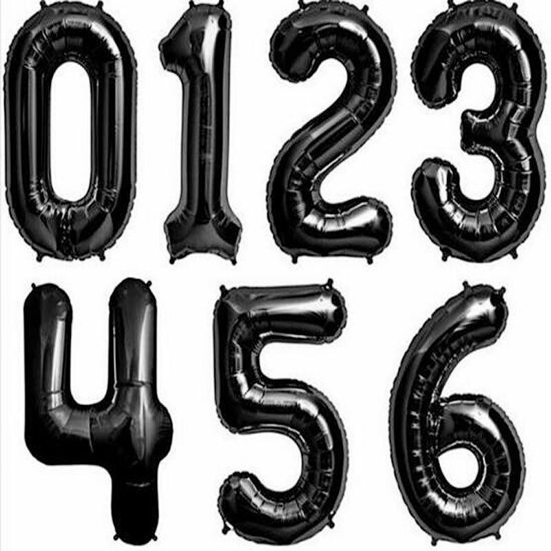 1Pc 40inch Black Number Balloon Digit Aluminum Foil Balloons Birthday Party Decorations Wedding Celebration Supplies