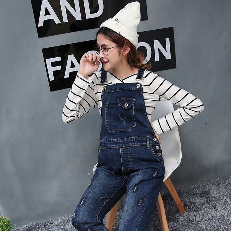 Barsel kvinder jeans denim jumpsuits casual bukser justerbar talje smækbukser graviditet mavepleje slim ben bukser