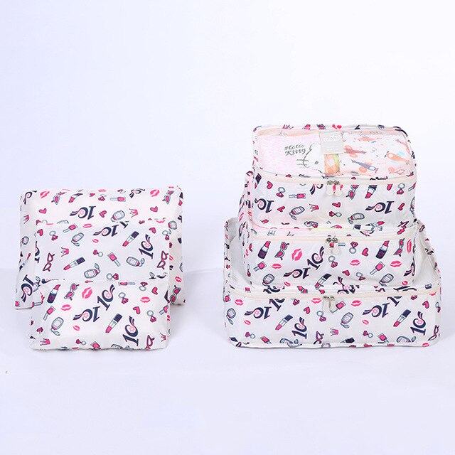 6P/ Oxford Cloth Travel Mesh Bag In Bag Luggage Organizer Packing Cube Organiser for Clothing