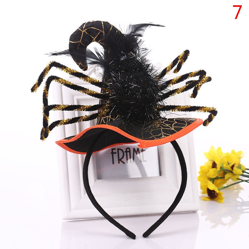 Diadema araña de Halloween decoración de calabaza para de vacaciones sombrero de bruja: N7