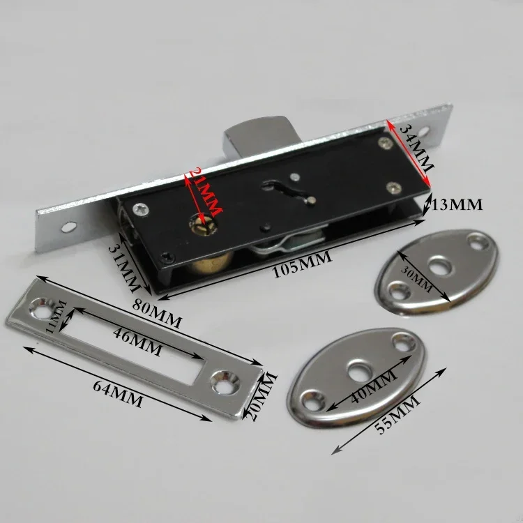 Cerradura de gancho para puerta corredera, cerraduras de ventana de aleación de aluminio, cerradura de suelo de puerta de madera de seguridad antirrobo con llaves cruzadas para puerta de madera: Amarillo