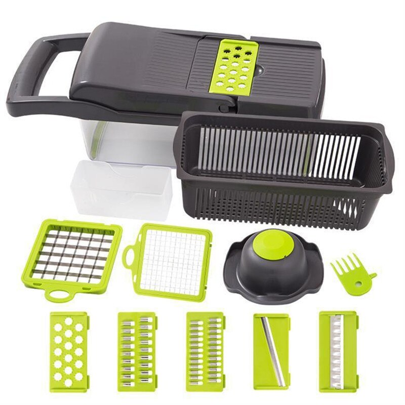 Multifunctional 10Pcs/Set Manual Slicers Home Portable Cutting Vegetable Washing Kitchen Cut Manual Food Processors Slicers Tool: Slicers