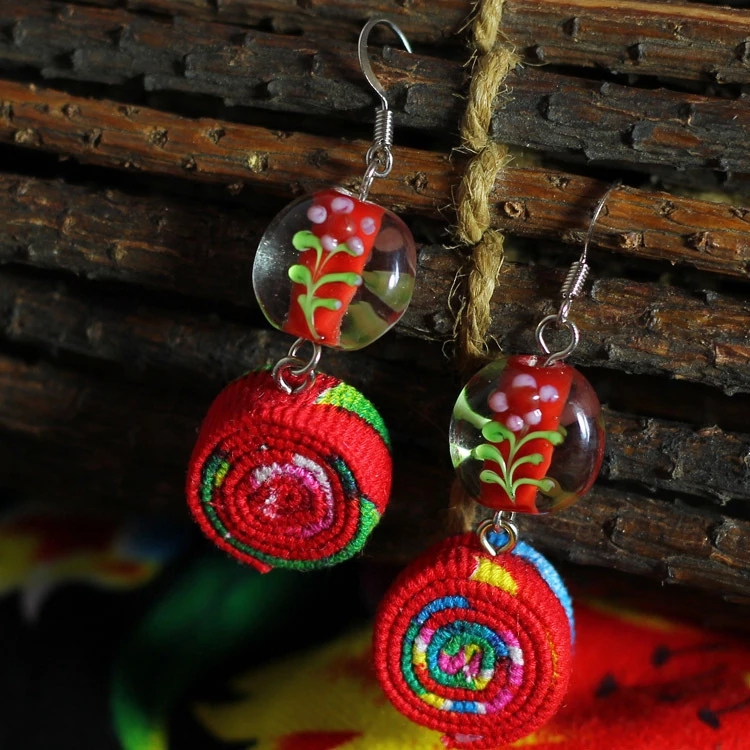 16Design deNew embroidery Ethnic fabric earrings ,Big brand handmade Chinese wind traditional vinatge classical dangle earrings: Embroidery I