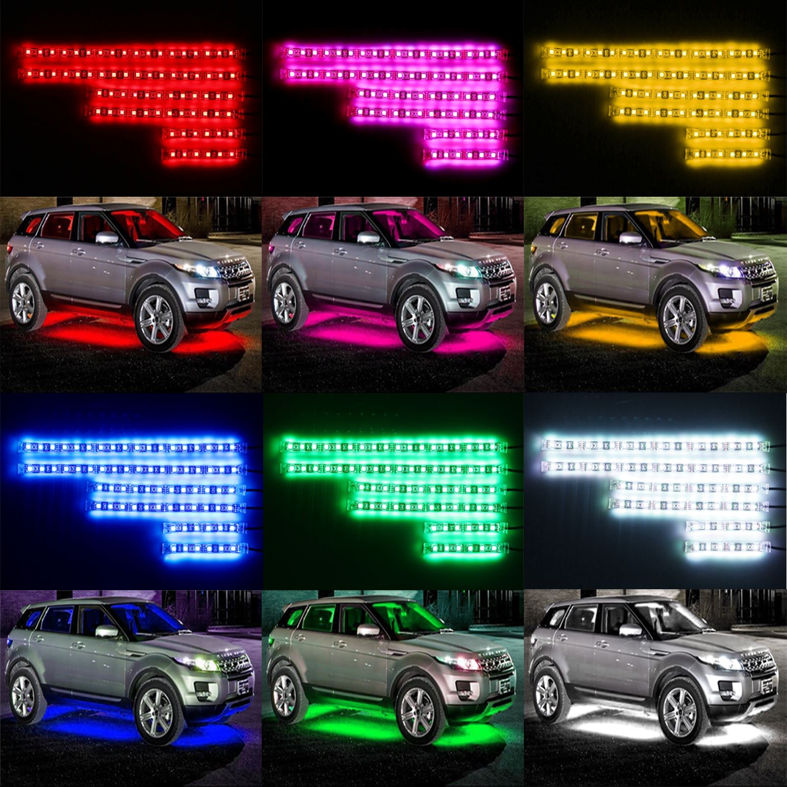 Bande lumineuse néon pour moto, 72 LED, Flexible, 6 pièces, étanche à la chaleur, lumières scintillantes, 5050SMD, contrôle vocal, Kit LED