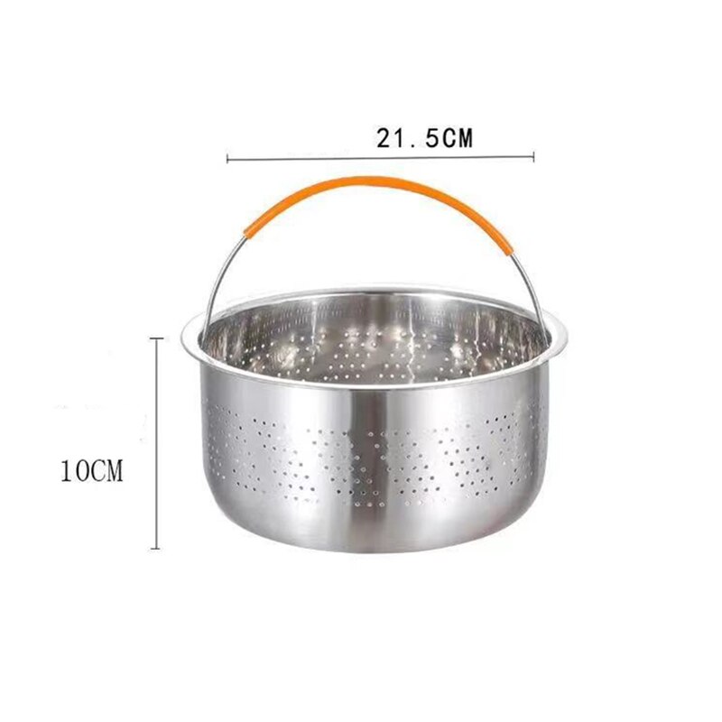 Kitchen Stainless Steel Food Steamer Basket with Silicone Handle Feet Rice Pressure Cooker Steaming Grid Cooking Utensils: Short 21.5cm