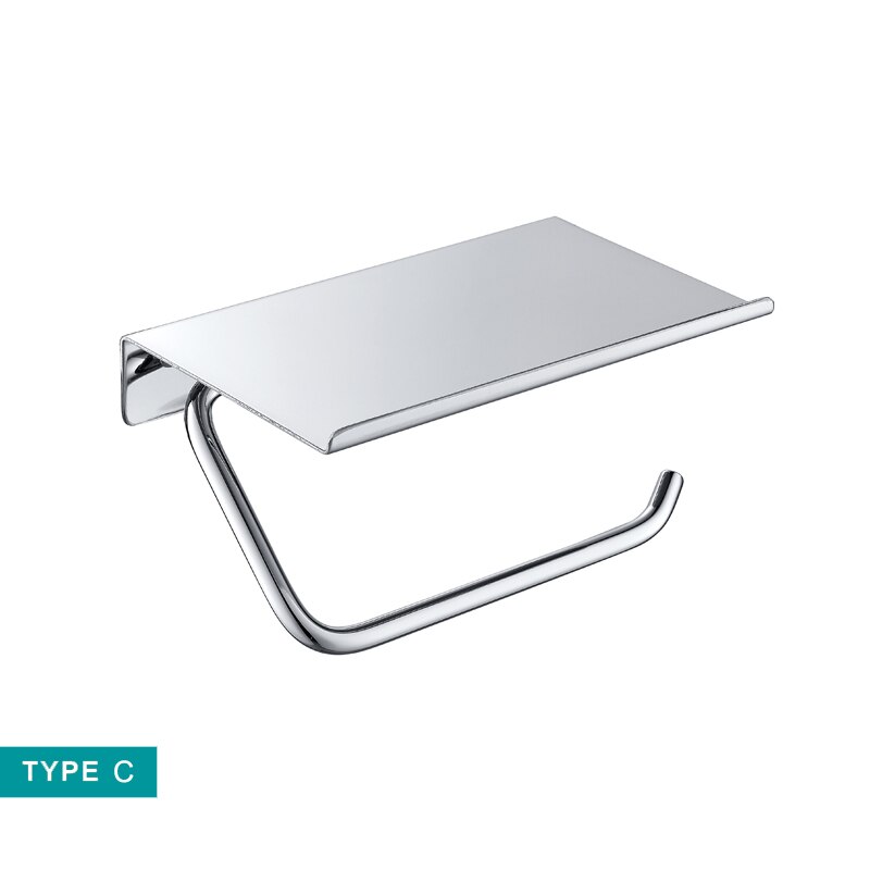 Toilet Roll Double Paper Long Holder with Rack Hanger Bathroom WC Accessories Hardware Matt Black Gold Chrome: C BA0081CP-86