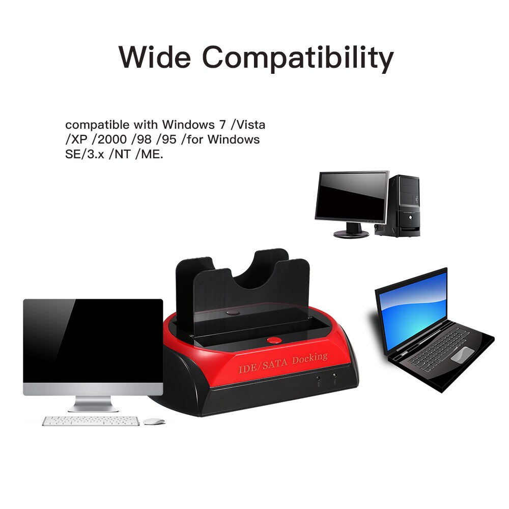 Hdd Docking Station Dual Interne Harde Schijf Docking Station Base Hdd Behuizing Voor 2.5 Inch 3.5 Inch Ide/ sata Usb 2.0