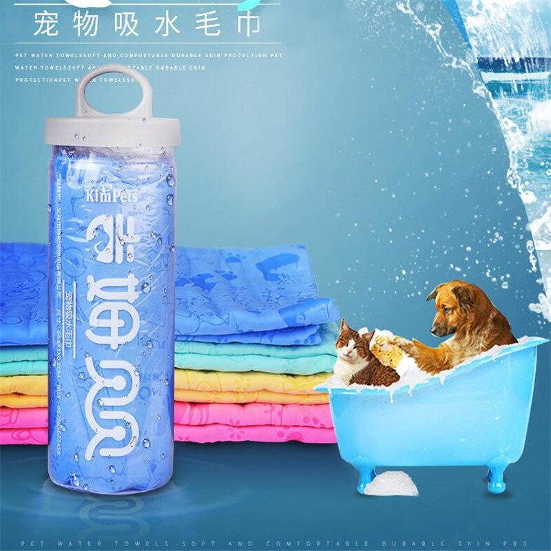Serviette de bain multifonctionnelle pour animaux de compagnie, 64x43cm, en daim, peau de cerf, Super absorbante