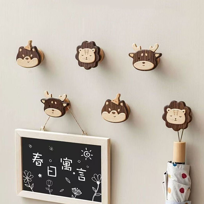 Cartoon Walnoot Houten Haak Beukenhouten Schattige Dierenhaak Garderobehanger Kinderkamer Decor Haak Thuis Keuken Accessoires