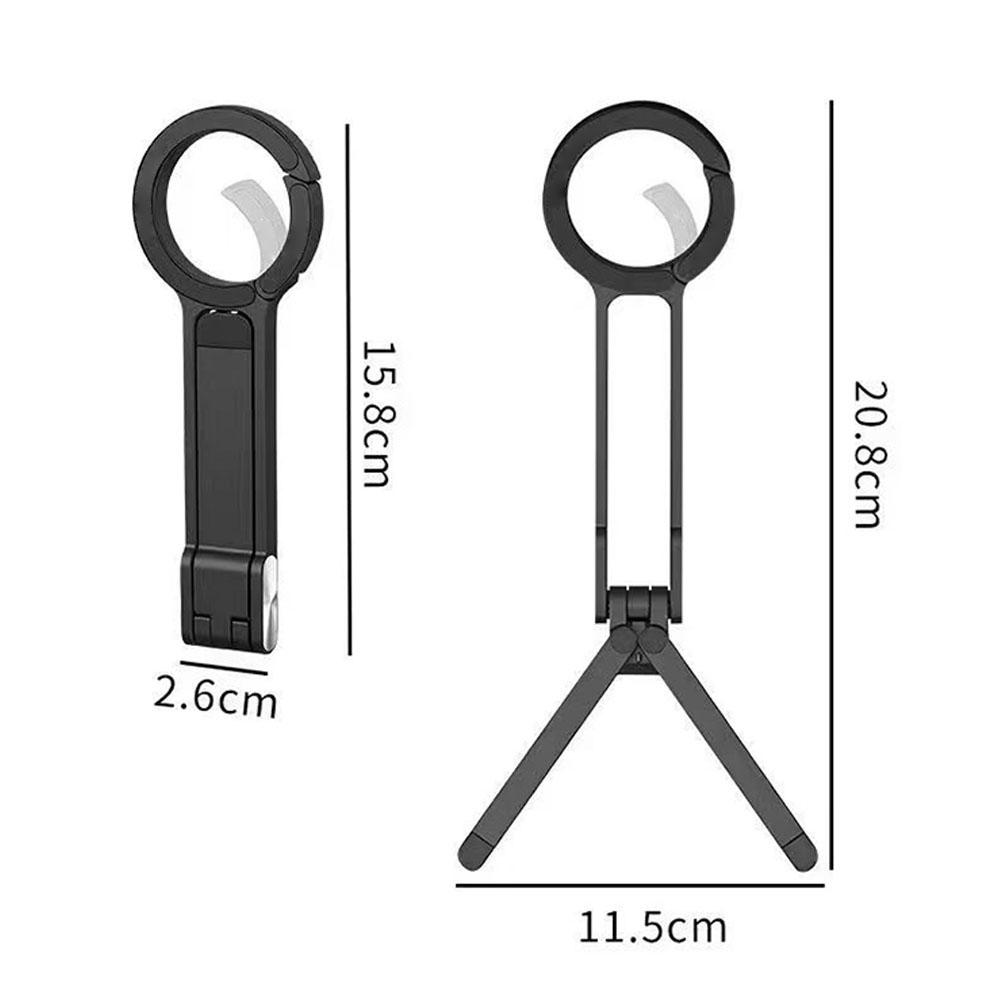 Legering telefoonstatief karabijnhaak gemonteerd voor iPhone draagbare dubbelzijdige magnetische statief bureaumontage telefoonhandgreephouder