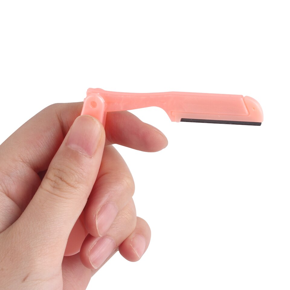 4Pcs/Set Eyebrow Shaper Pink Facial Eyebrow Trimmer Women Grooming Shaver Shaping Safe Razor Facial Hair Remover Scissors
