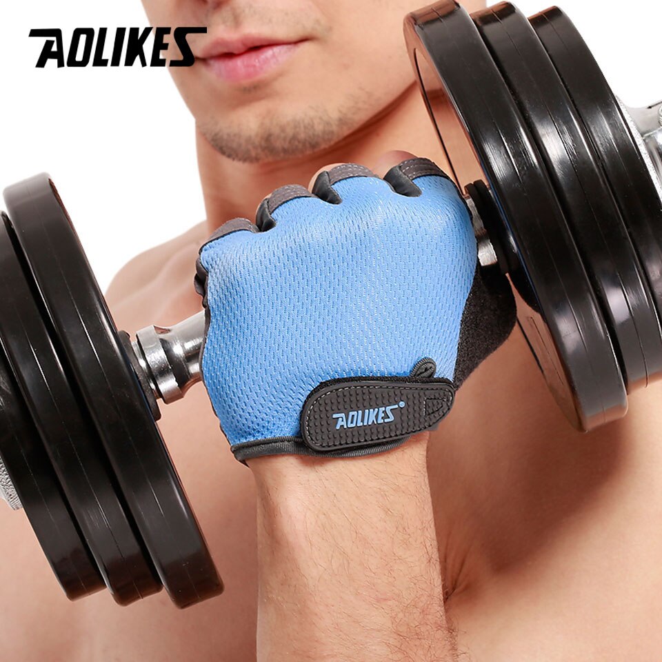 Aolikes 1 par bärbara halvfinger gymhandskar fitnesshandske unisex vuxen handled tyngdlyftningsutrustning träning för män kvinnor
