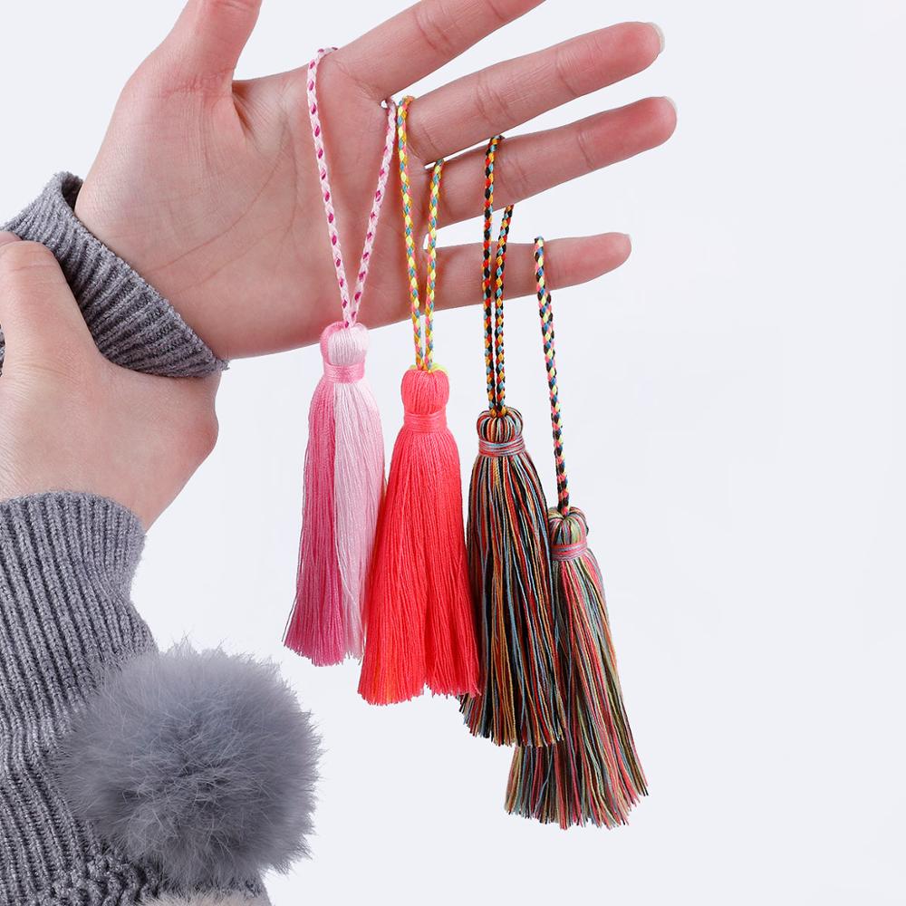 Katoenen kwastjes, franje, veelkleurige bedels, kwastjes, hangend touw voor doe-het-zelf haarspeld, sieraden maken, handgemaakte hangende spike