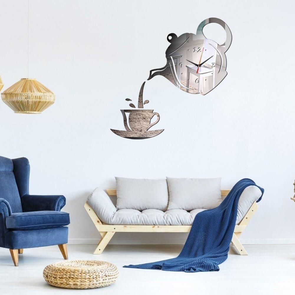 Removable Modern 3D Wall Clock Sticker Set Home Office DIY Wall Sticker Decal for Household Bedroom Decoration