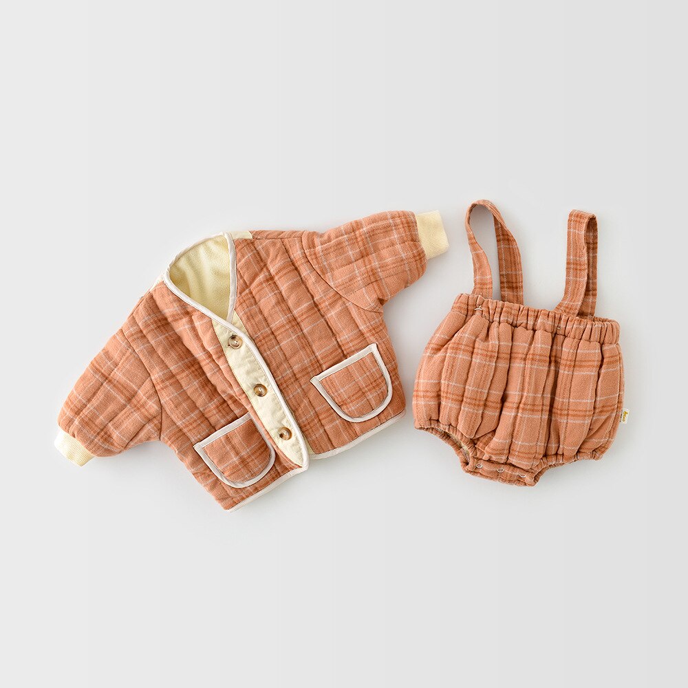 Mono de invierno para niños y niñas, mono de una pieza para bebés, ropa gruesa y cálida para niñas: 05049brown / 9M   73cm