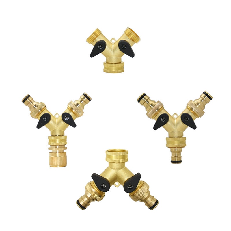 Brass 3/4 inch Y type 2 way Garden tap water splitter cranes 5/8" Irrigation valve drip irrigation adapter 1pcs
