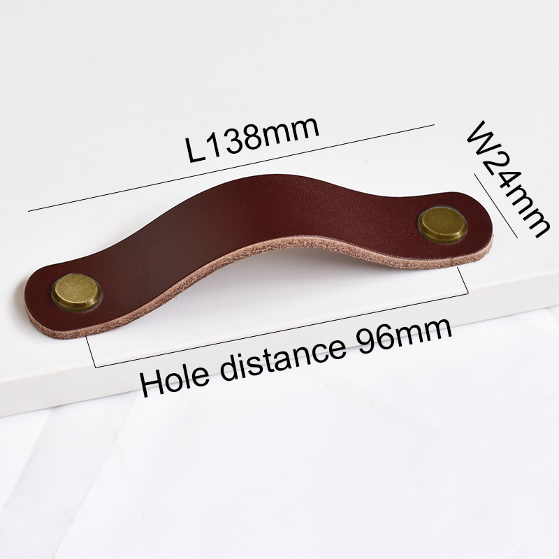 Mässingsbrunt läder handtag och skåp garderob dörr lådor handtag knopp byrå drar #39 rum knoppar tiradores: Brons -96mm