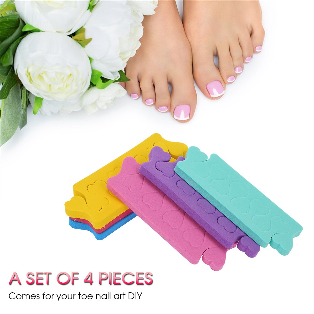 4 pçs separadores do dedo do pé esponja espuma toe espaçadores para pedicure uso do salão de beleza e uso doméstico multi-cor unhas diy ferramentas cor aleatória