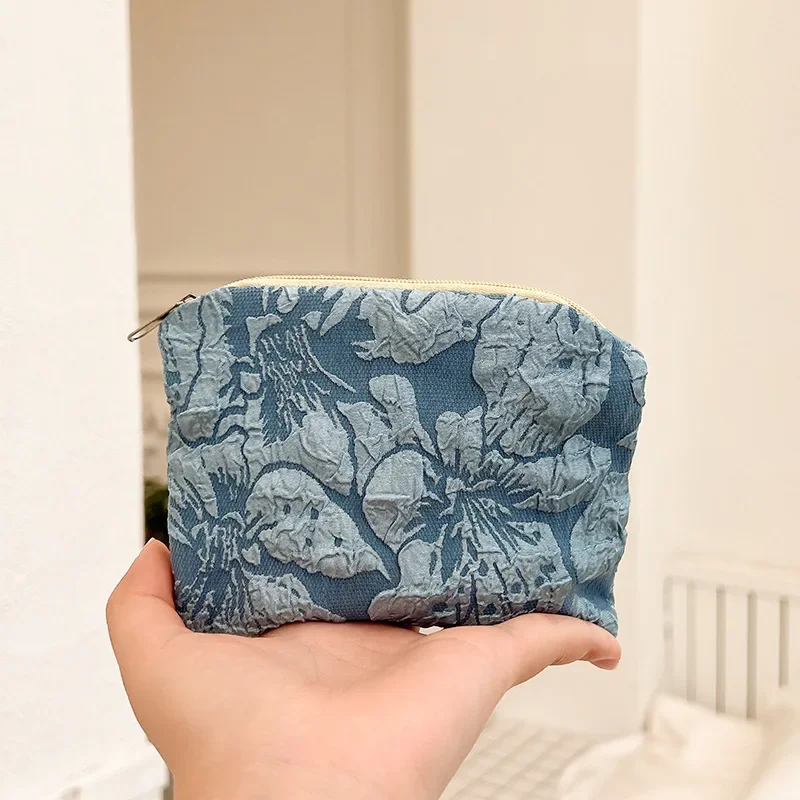 Mini Small Zipper Coin Purse Women Cute Floral Clutch Purse Lipstick Bag Key Wallet Lady Cotton Travel Makeup Storage Bag Pouch: green