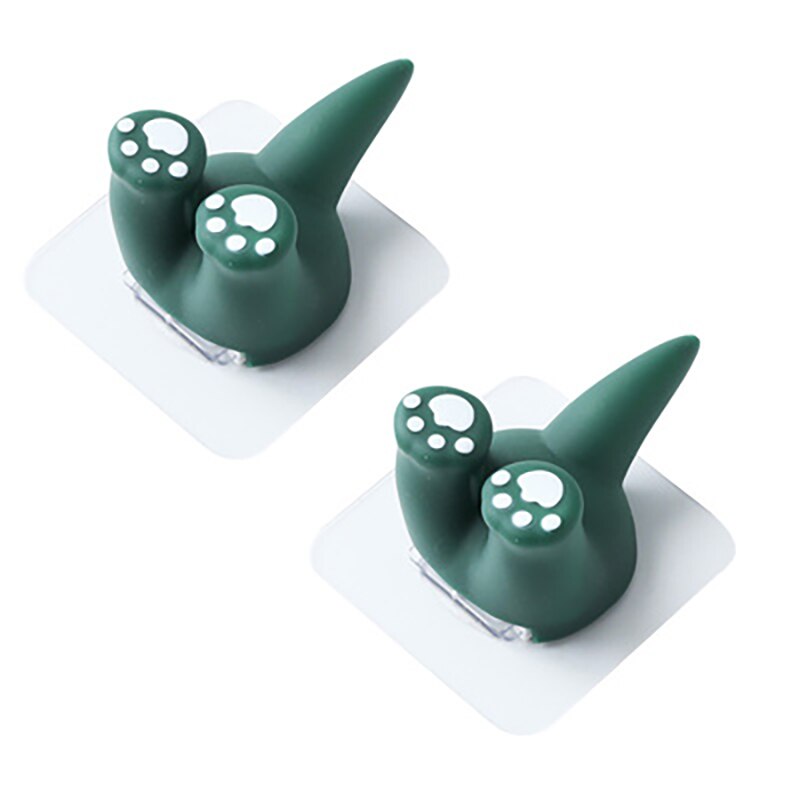 Cartoon Haken Universele Zelfklevende Haak Fun Animal Staart Muur Haken Multifunctionele Opslag Haak Voor Muur Koelkast Deur Thuis decor: green 2pcs