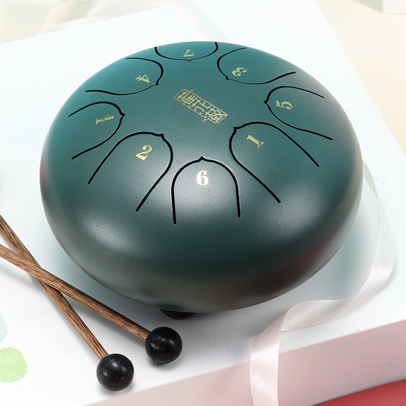 Alloy Steel Tongue Drum 6Inch 8 Tones with 1Pair Mallets + Storage Drum Bag THJ99