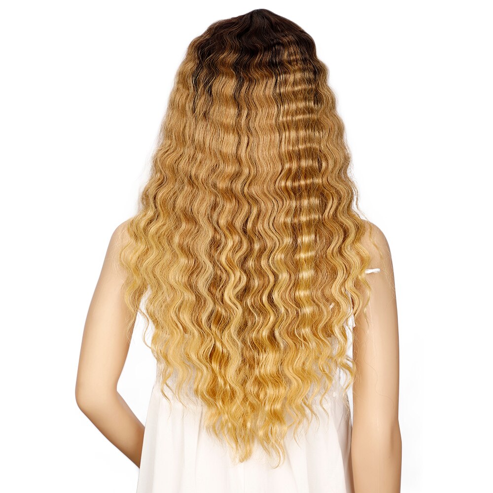 Synthetische Pruik Met Pony Cosplay Pruik Natuurlijke Golvend Womens Pruik Gekleurde Ombre Blonde Pruiken Voor Zwarte Vrouwen Synthetische Pruik: TAT62724E