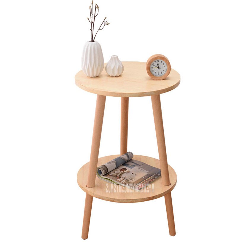 Simple Modern End Table Living Room Furniture Solid Wooden Tea Table Bedroom Portable Round Coffee Table Balcony Side Table