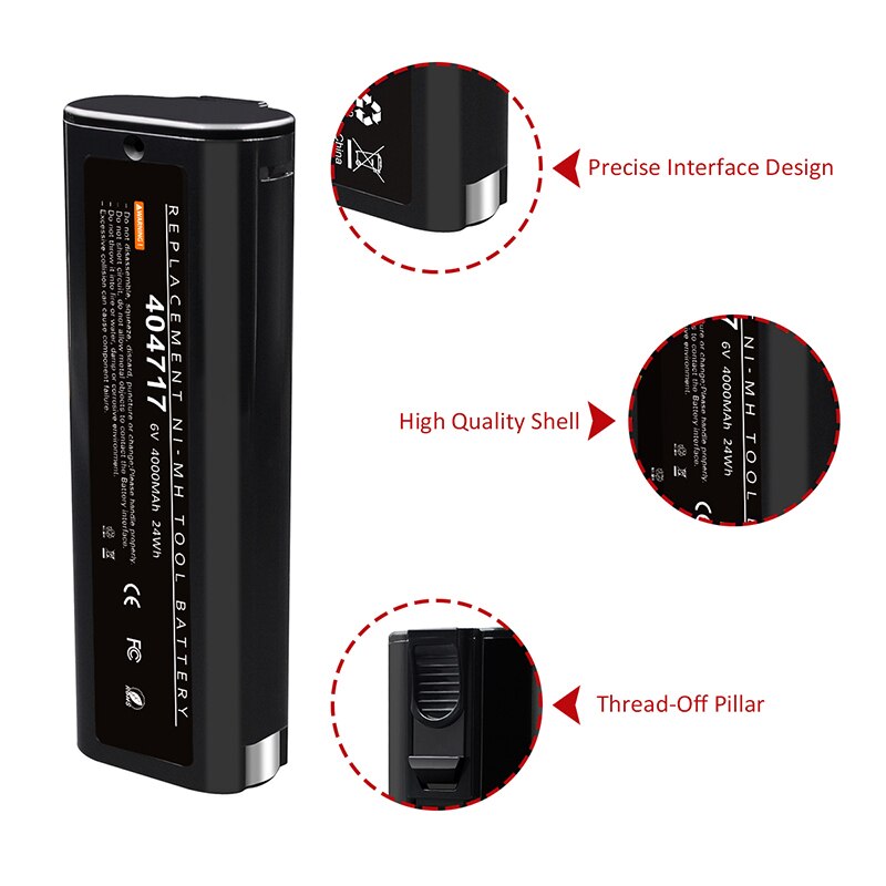 6V Replacement Paslode 4000mAh NI-MH Battery for 404717 B20544E BCPAS-404717 404400 900400 900420 900600 901000 902000 B20720