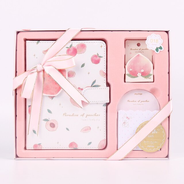 Box Set Stationery Hand Ledger Paper Tape Set Pink Peach Cake Pattern Cute Suitable for Girls Birthday School Rewards: Pink