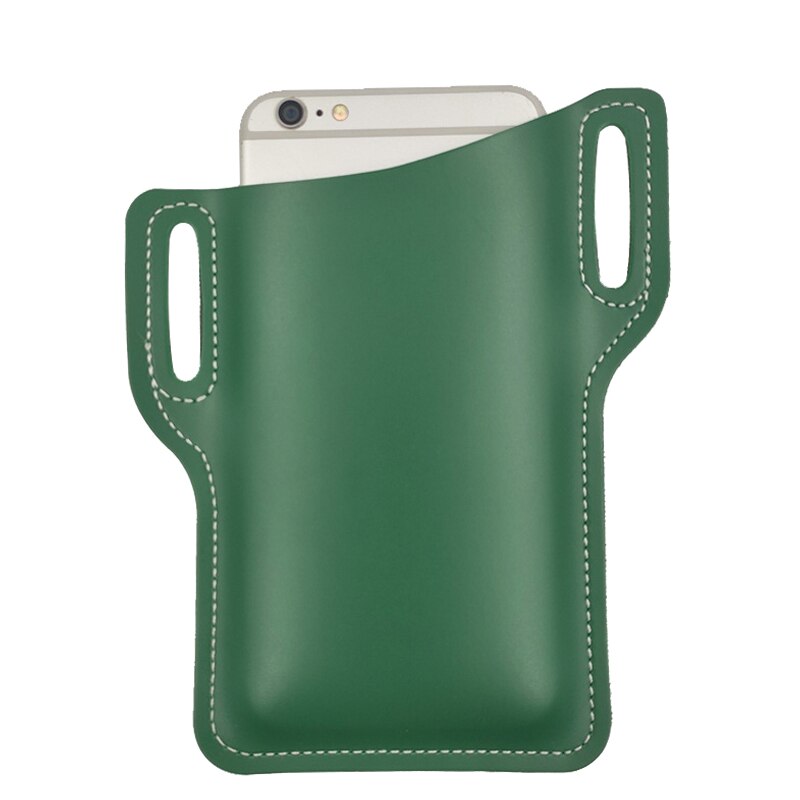 Protection Case Bag for Phones Handmade Leather Waist Belt Loop Mobile Phone Holster GK99: Green