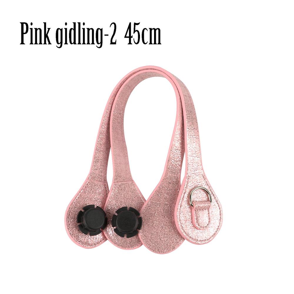 Tanqu Short Handles with Edge Painting D Buckle Round Teardrop End Faux Leather Part for OBag Belt for EVA O Bag: pink gilding-2 45