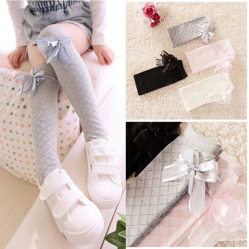 Kids Baby Meisjes Solid Strik Katoen Prinses Jurk Ballet Lange Katoenen Sok Kinderen Schattige Kniekousen Peuters Been warmer