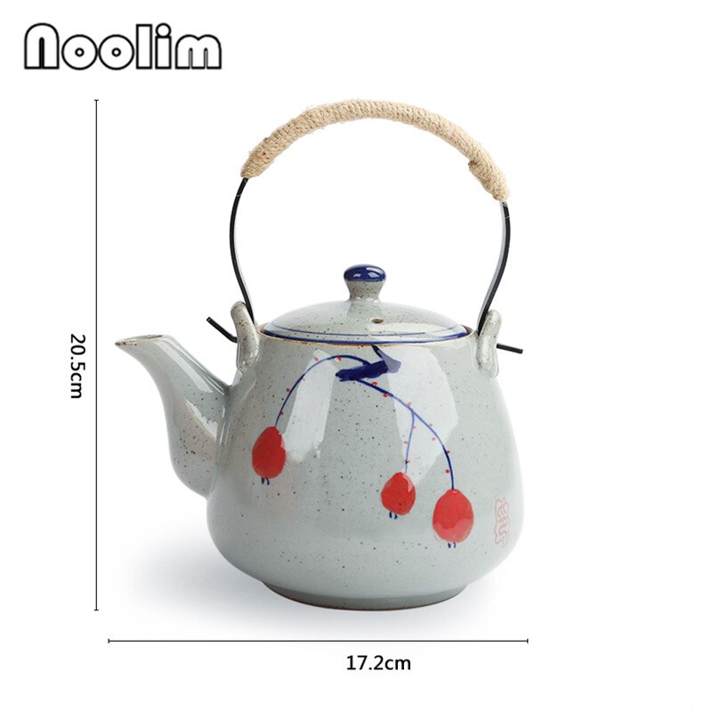 Théière en céramique peinte à la main, grande théière rétro résistante à la chaleur, pour salon de thé, hôtel, ménage, bouilloire en porcelaine, tasse à thé kung fu