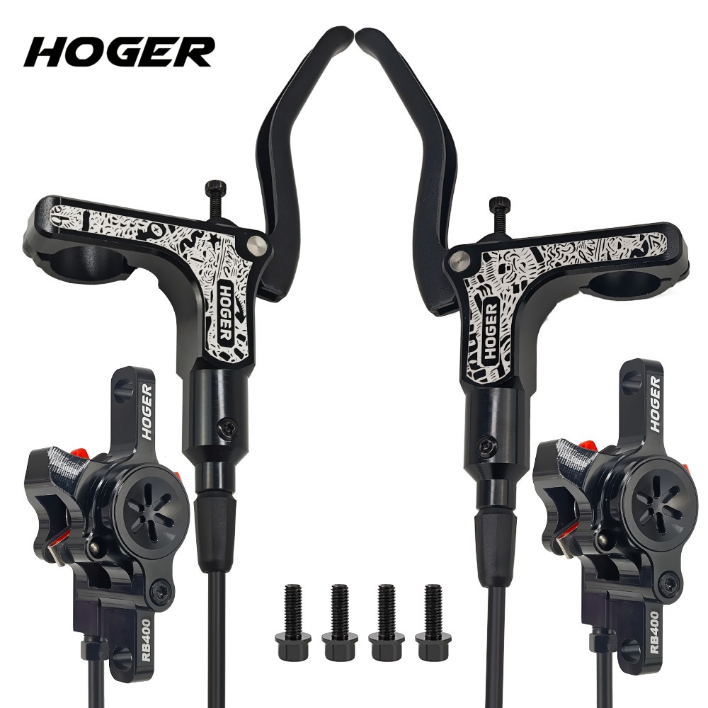 HOGER MTB Fahrrad Hydraulische Scheibenbremse Set 160mm Rotoren Öl Bremssattel Platte Vorne Hinten Mountainbike Klemme 22,2mm Griff EINE Säule