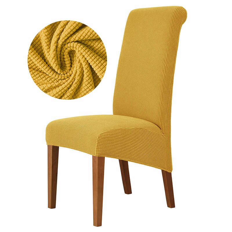 Jacquard XL Dining Chair Cover Extra Large Elastic Stretch Case for Chairs Spandex Long Back Chair Slipcover Kitchen: Yellow