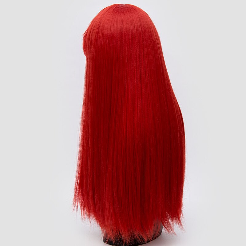 MSIWIGS pelucas Rojas largas con flequillo recto, pelo sintético Natural de fibra resistente al calor, peluca de Cosplay femenina Blanca, Púrpura, verde marrón: Rojo