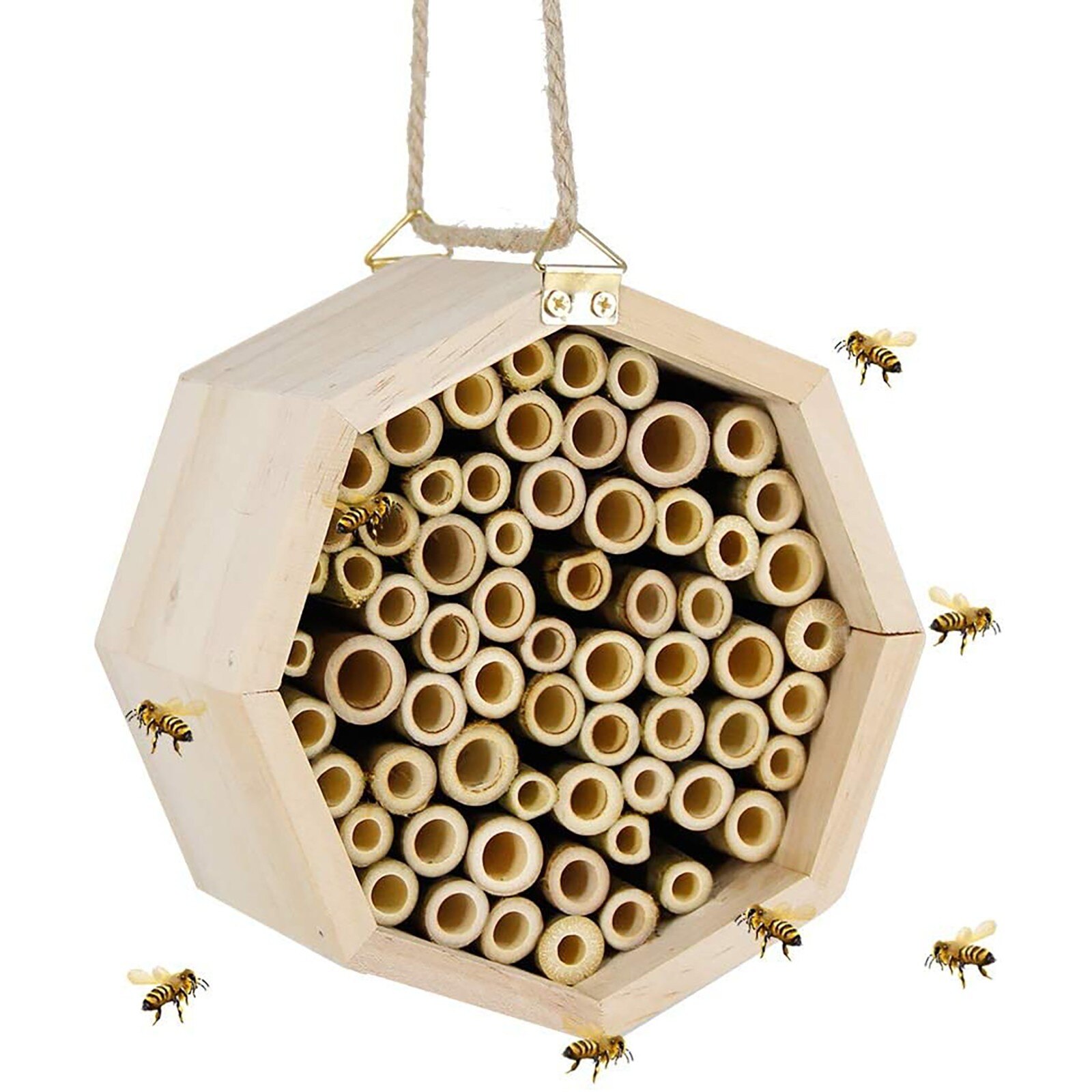 Hand-Made Natural Bamboo Honeycomb, A House For Bees In Mason Apiary Attracts Peaceful Bee Pollinators