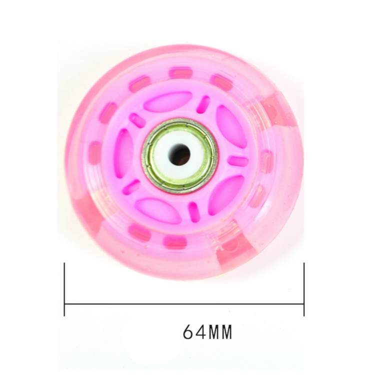 8 kpl 64mm 70mm vilkkuva rullaluistimet pyörä inline luistimet kengät pyörät pu led liukuva luistinpyörä + magneettisydän + laakeri: Vaaleanpunainen 64mm